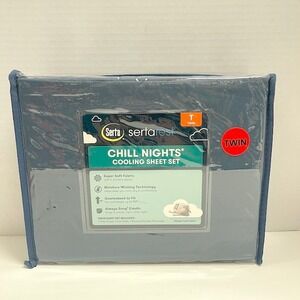 Serta Chill Nights Twin Cooling Sheet Set BLUE New in Package